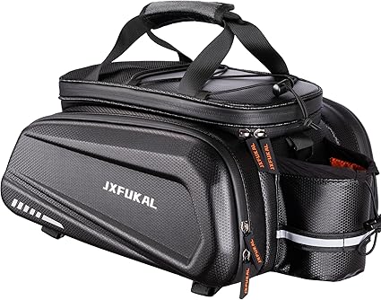 Photo 1 of JXFUKAL Bike Bags for Bicycle Rear rack - 9.5L/17L/40L Hard Shell Waterproof Bike Ebike Trunk Pannier Saddle Seat Bag Carrier with Reflector, Rain Cover & Shoulder Strap for Commuter Travel Outdoor
