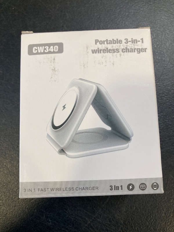 Photo 1 of Charging Station for Apple Multiple Devices - 3 in 1 Foldable Magnetic Wireless Charger Dock - Travel Charging Pad for iPhone 16 15 14 13 12 Pro Max Plus Watch & Airpods