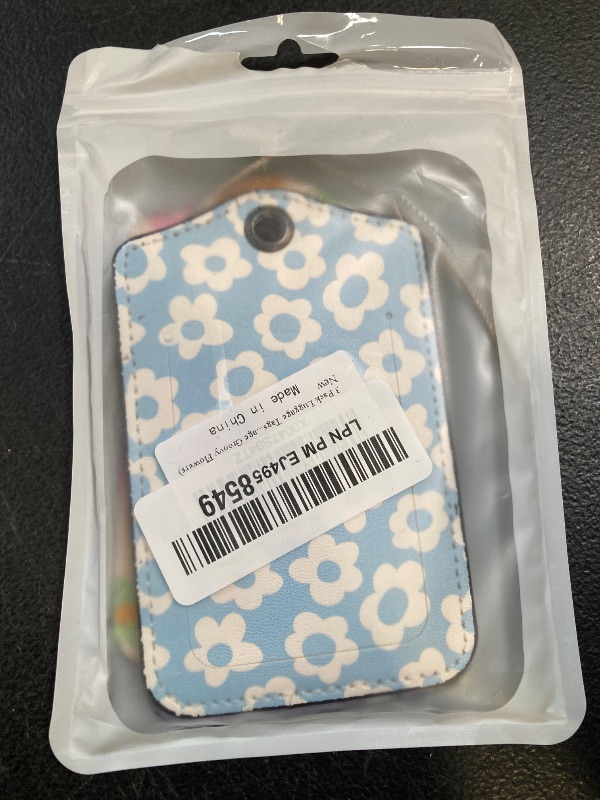 Photo 1 of 3 Pack Luggage Tags, Leather Suitcase Tags with Privacy Cover Name Address Labels& Durable Steel Loop for Men/Women Travel Bag Suitcases (Vintage Groovy Flowers)
