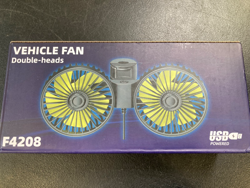 Photo 1 of Hayousui USB Car Cooling Fans for Backseat: Dual Head Car Fan for Kids 3 Speeds 360° Rotatable Vehicle Rear Headrest Fans 5V Powerful Electric Air Circulation Fan for Sedan SUV RV Truck (USB Plug)