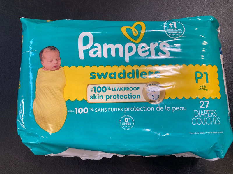 Photo 1 of Pampers Baby Diapers - Swaddlers - Size P1, 27 Count, Ultra Absorbent Disposable Preemie Diaper