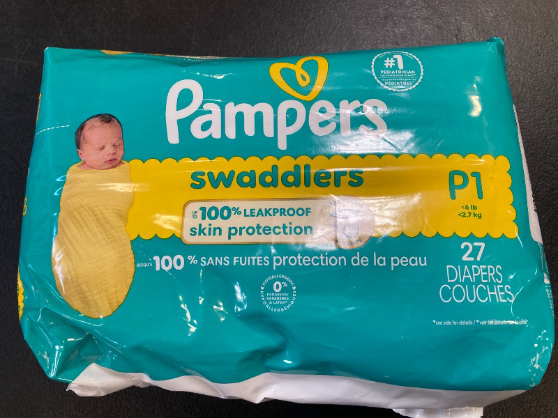 Photo 1 of Pampers Baby Diapers - Swaddlers - Size P1, 27 Count, Ultra Absorbent Disposable Preemie Diaper