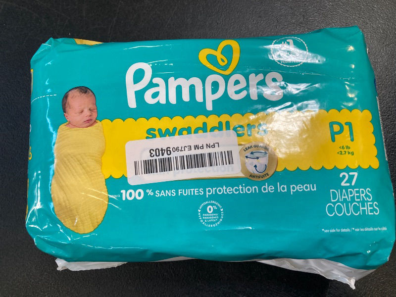 Photo 1 of Pampers Baby Diapers - Swaddlers - Size P1, 27 Count, Ultra Absorbent Disposable Preemie Diaper