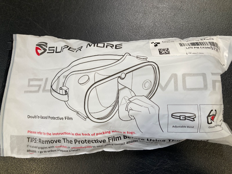 Photo 1 of Super More Anti-Fog Protective Safety Goggles Clear Lens Wide-Vision Adjustable Chemical Splash Eye Protection Soft Lightweight Eyewear