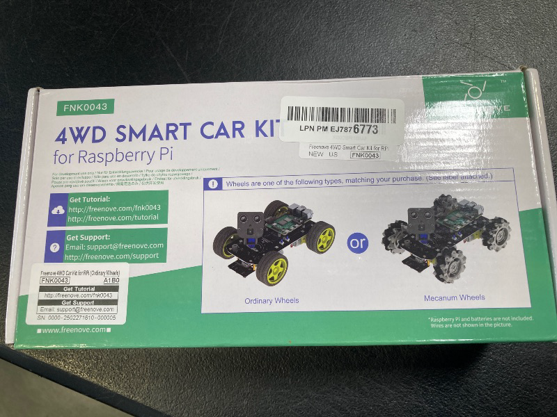 Photo 1 of Freenove 4WD Smart Car Kit for Raspberry Pi 5 4 B 3 B+ Zero 2 W, Face Tracking, Line Tracking, Light Tracing, Obstacle Avoidance, App Control, Camera, Servo (Raspberry Pi NOT Included)