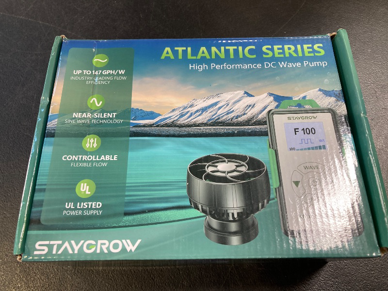 Photo 1 of STAYGROW Atlantic Series WP-10000 Wave Maker for Aquarium, DC 24V 20W 2642 GPH (10000 L/H) Powerhead, Powerful yet Silent Sine Wave Controllable Wave Pump for Fresh/Saltwater/Marine/Reef Tank Black