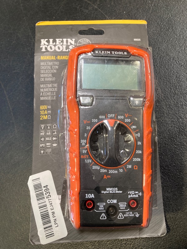 Photo 1 of Klein Tools MM325 Multimeter, Digital Manual-Ranging 600V AC/DC Voltage Tester, Tests Batteries, Current, Resistance, Diodes, and Continuity