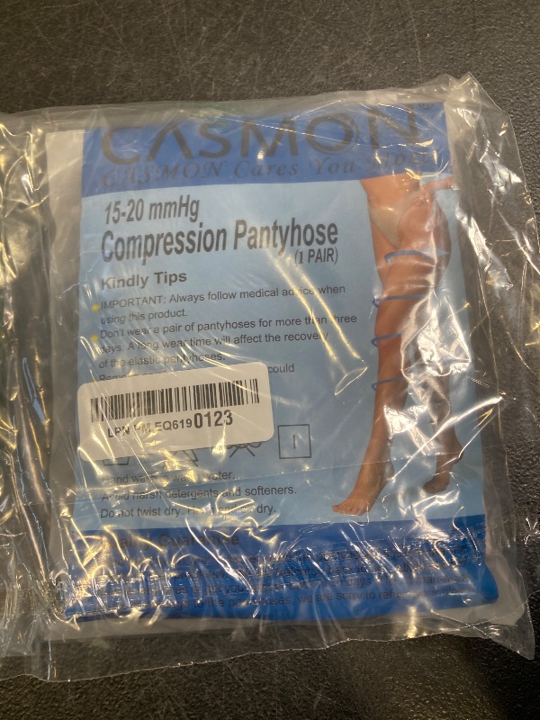 Photo 1 of CASMON 15-20 mmHg Medical Compression Pantyhose for Women & Men, Closed Toe Compression Tights for Varicose Veins Edema - size S