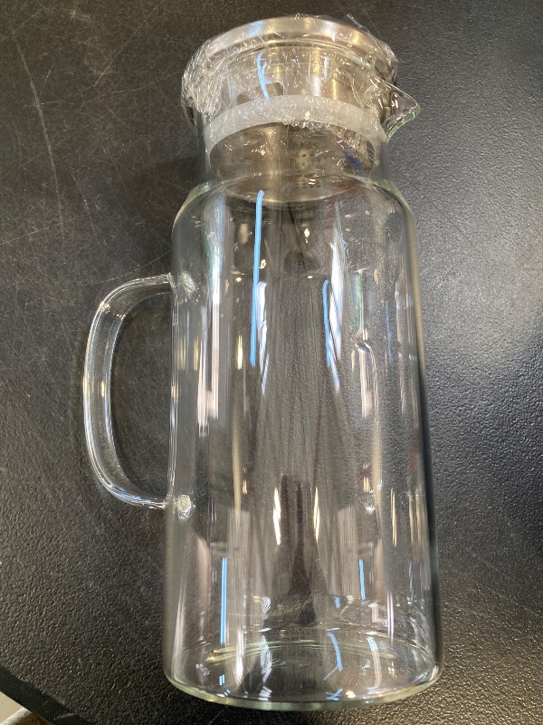 Photo 1 of 1 Gallon Glass Pitcher with Lid and Spout, Bivvclaz Glass Water Pitcher for Fridge, Glass Carafe for Hot/Cold Water, Iced Tea Pitcher, Large Jug for Coffee, Juice and Homemade Beverage
