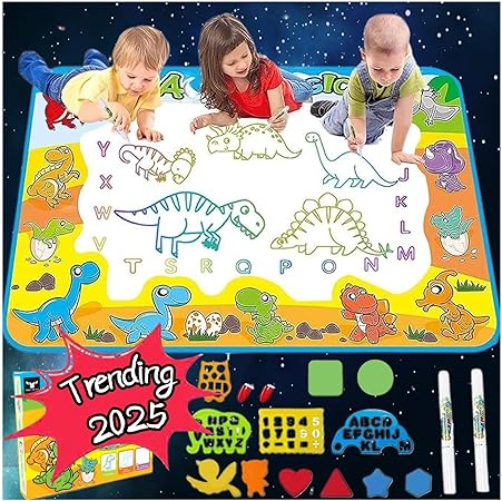 Photo 1 of 2025 Trending 1-4 Year Old Toddlers Painting Toy Water Doodle Mat for Girls and Boys Dinosaur Coloring Pad for Kids Age 1 2 3 4 Magic Drawing Board Educational Christmas Birthday Gifts for Education
