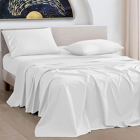 Photo 1 of URBANHUT 1000 Thread Count Egyptian Cotton Sheets Queen Size, Long Staple Soft & Breathable, 4 Pc Bed Sheet Sets, Luxury Hotel Sateen Sheets Fits 16" Deep Pocket - White
