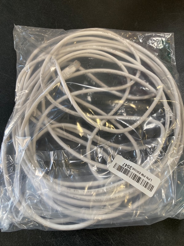 Photo 1 of Adoreen Cat 6 Ethernet Cable 35 Ft-White, Outdoor & Indoor Snagless Long Round RJ45 Network Cable, POE, Soft Flexible Gbps Internet LAN Computer Patch Cord for Router Modem Switch Fast Gaming+ Ties