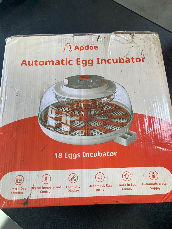 Photo 1 of Egg Incubator with Temperature and Humidity Control, Automatic Egg Turner, Egg Candler, External Water Bottle Refill, Air Vent, 360° Clear View, Hatching Chicken Duck Quail Bird, APDOE HatchPro 12
