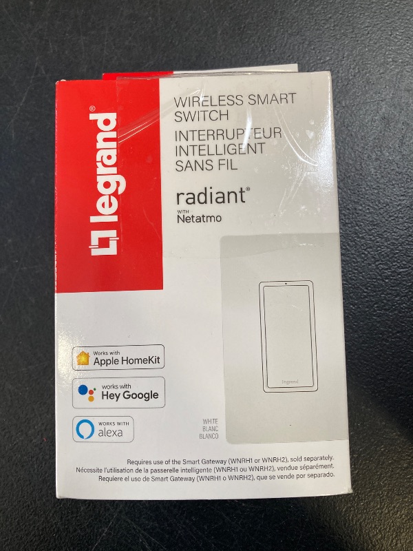 Photo 1 of Legrand Radiant WNRL23WH Wireless Smart Switch with Netatmo, Compatible with Alexa, Google Assistant & Apple HomeKit, White (1 Count)