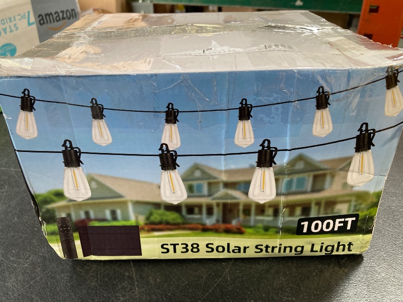 Photo 1 of Solar Lights Outdoor String light patio deals 100FT with 32 Shatterproof, solar String Lights Outdoor Waterproof with Remote ST38 Vintage Edison Bulbs,Waterproof Hanging Lights for Outside Backyard