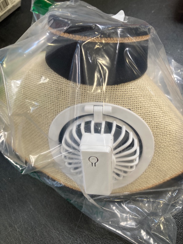 Photo 1 of Sun Visor Hats with Fan-Large Area Sun Protection-Visors for Women/Men/Kids,Adjustable Elastic Buckle (White)