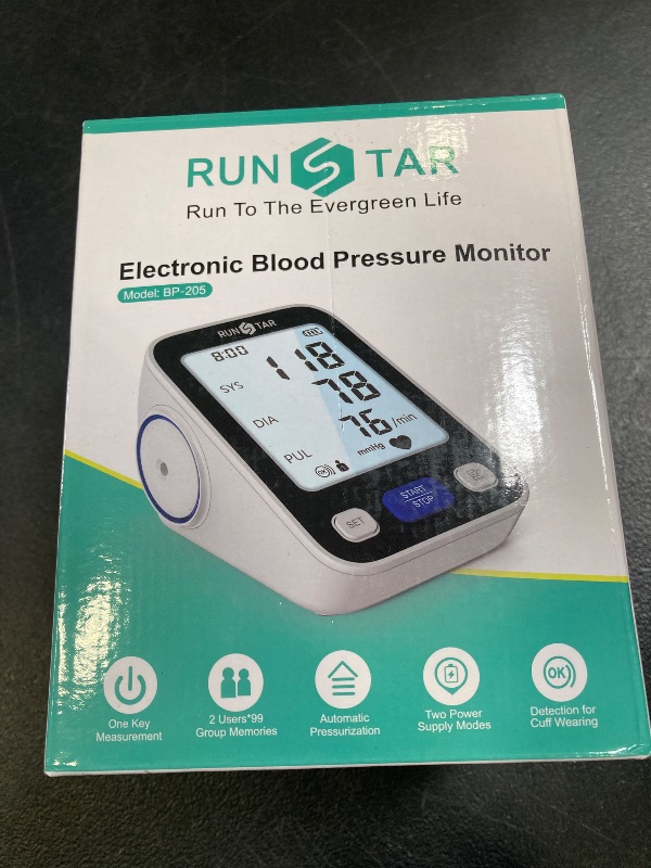 Photo 1 of Runstar Upper Arm Blood Pressure Monitor with Wide Range Cuff (8.7'' -16.5'') for Home Use FSA/HSA Eligible, Automatic Digital BP Machine with Storage Bag, 2x99 Reading Memory