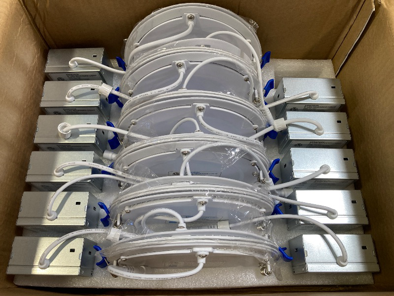 Photo 1 of Ensenior 12 Pack 6 Inch LED Recessed Ceiling Light, Dimmable, 3000K Warm White, 1050LM 12W 120V, High Brightness Canless Wafer Downlight - ETL&FCC&IC