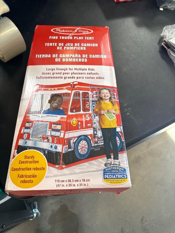 Photo 1 of Melissa & Doug Fire Truck Play Tent Role Play Firefighter Tent, Fire Truck for Kids Ages 3+