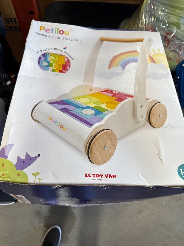 Photo 1 of Le Toy Van - Petilou Wooden Walker Toy for Toddlers and Babies | Educational Rainbow Cloud Walker | Suitable for A Boy Or Girl 1 Year Old +, Multi, 45 Blocks (PL102)