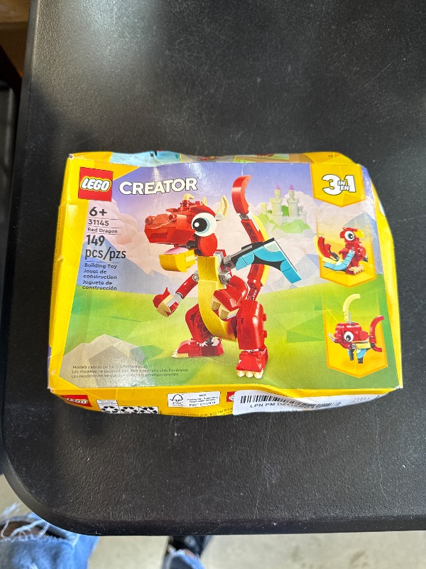 Photo 1 of LEGO Creator 3 in 1 Red Dragon Toy, Transforms from Dragon Toy to Fish Toy to Phoenix Toy, Gift Idea for Boys and Girls Ages 6 and Up, Animal Toy Set for Kids, 31145