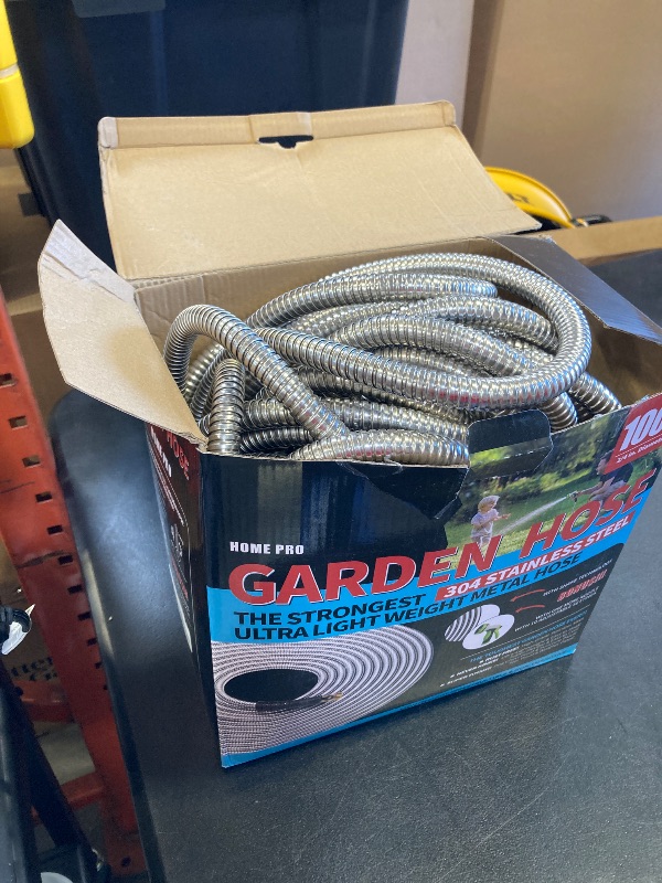 Photo 1 of Higen Metal Garden Hose 100FT - Heavy Duty Stainless Steel Metal Water Hose With 10 Function Nozzle, Lightweight, No Kink, Durable and Leak Proof Flexible Garden Hose for Yard, Outdoor