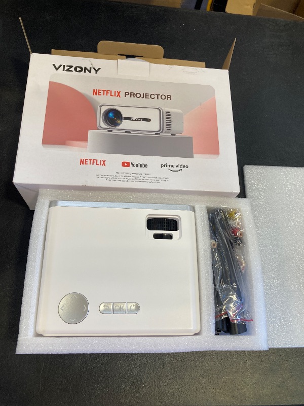 Photo 1 of [Netflix Officially/Dolby Audio] Smart Projector with WiFi and Bluetooth, VIZONY Native 1080P Projector with Apps Built in Netflix, Youtube, Hulu, Disney+, Portable Mini Projector for Indoor/Outdoor