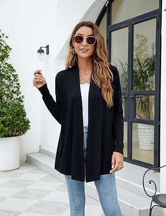 Photo 1 of Newchoice Womens Casual Lightweight Long Sleeve Cardigan Soft Drape Open Front Fall Dusters medium