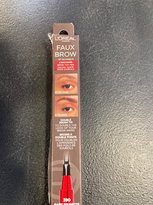 Photo 1 of L'Oreal Paris Faux Brow, Hair-Like, Filling Eyebrow Pen with Double-Brush Tip, Fast & Precise Eyebrow Makeup, Dark Brunette, 0.04 Fl Oz