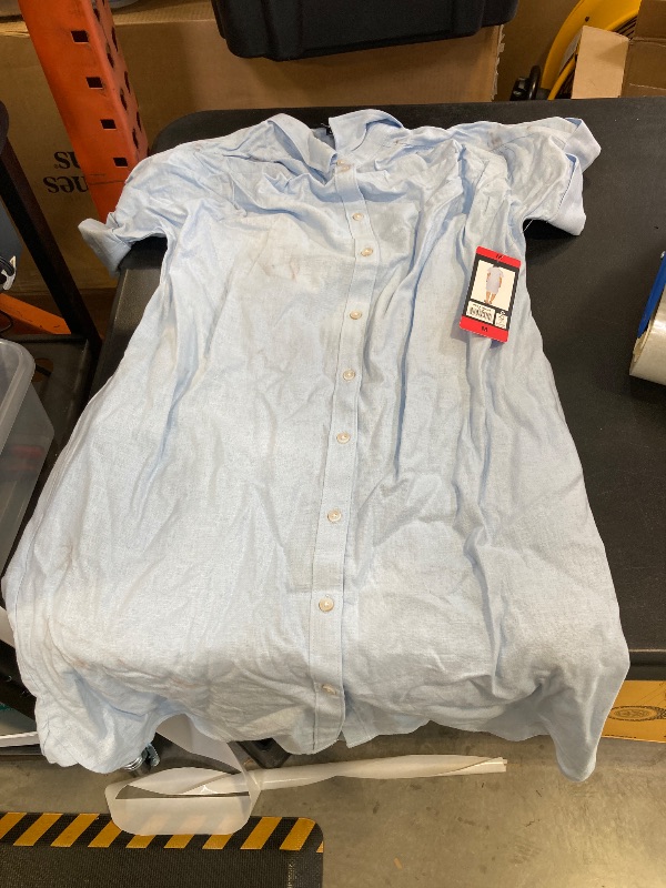 Photo 1 of WELL WORN WOMENS BLUE BUTTON DOWN SHIRT DRESSS SIZE MEDIUM SUPER DIRTY 
