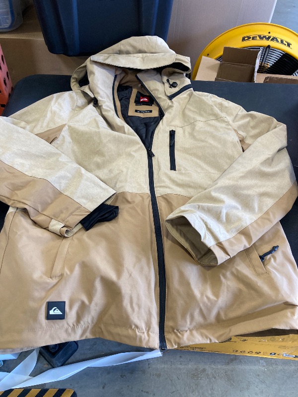 Photo 1 of mens tan quicksilver ski zip up jacket size medium 