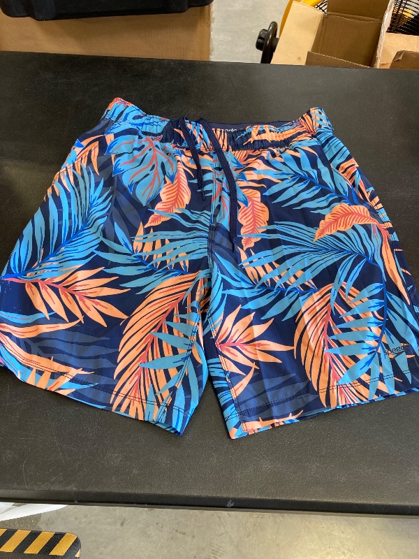 Photo 1 of mens speedo palm tree swim trunks size medium has tape resin