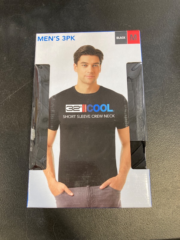 Photo 1 of 32 Degrees Men's Cool Tee, 3-Pack (US, Alpha, Medium, Regular, Regular, Black)