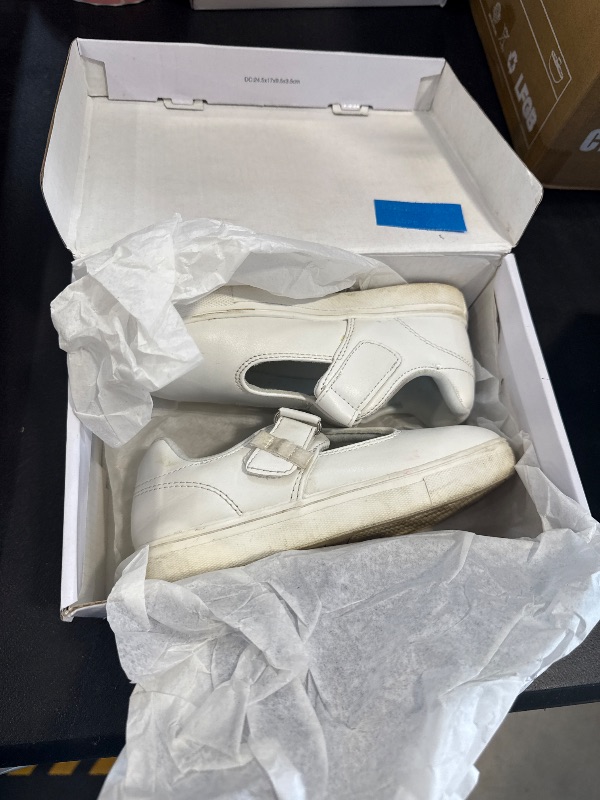 Photo 1 of DREAM PAIRS Girls Mary Jane School Uniform Shoes T-Strap Flat Sneakers for Toddler/Little Kid,Size 13 Little Kid,White,SDFL2425K kids size 11