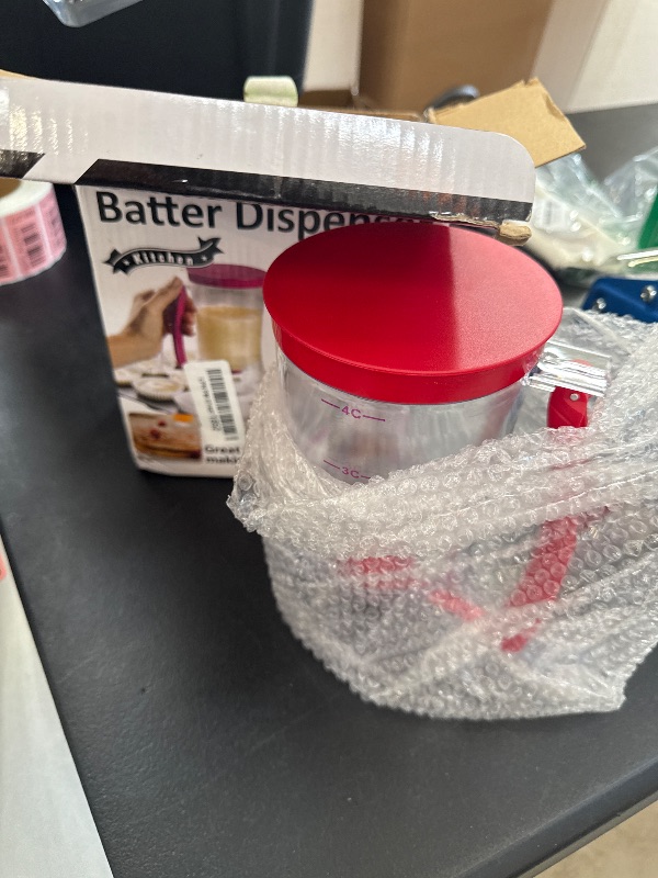 Photo 1 of Yieobel Batter separator Cupcakes Pancakes Cookie Cake Waffles Batter Dispenser cookie separator batter Cream Speratator Cup Measuring Baking Tools (red)