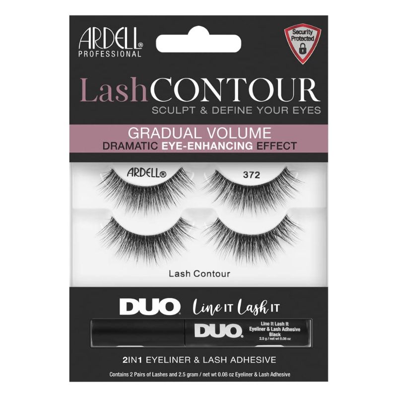Photo 1 of Ardell Lash Contour False Eyelashes, 372 - Gradual Volume Lashes with DUO Eyeliner & Lash Adhesive Black, 2 Pairs

