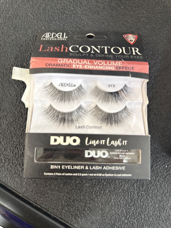 Photo 1 of Ardell Lash Contour False Eyelashes, 372 - Gradual Volume Lashes with DUO Eyeliner & Lash Adhesive Black, 2 Pairs
