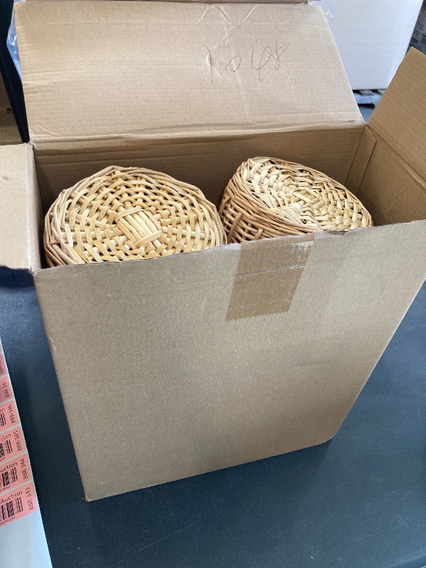 Photo 1 of Ziliny 6 Pcs Wedding Flower Girl Basket Woven Storage Basket with Handle and Ribbon Wicker Rattan Flower Basket for Wedding Birthday Party Supplies Home Garden Decor