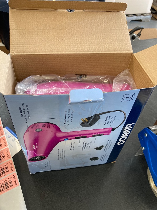 Photo 1 of Conair Hair Dryer with Retractable Cord, 1875W Cord-Keeper Blow Dryer,Pink