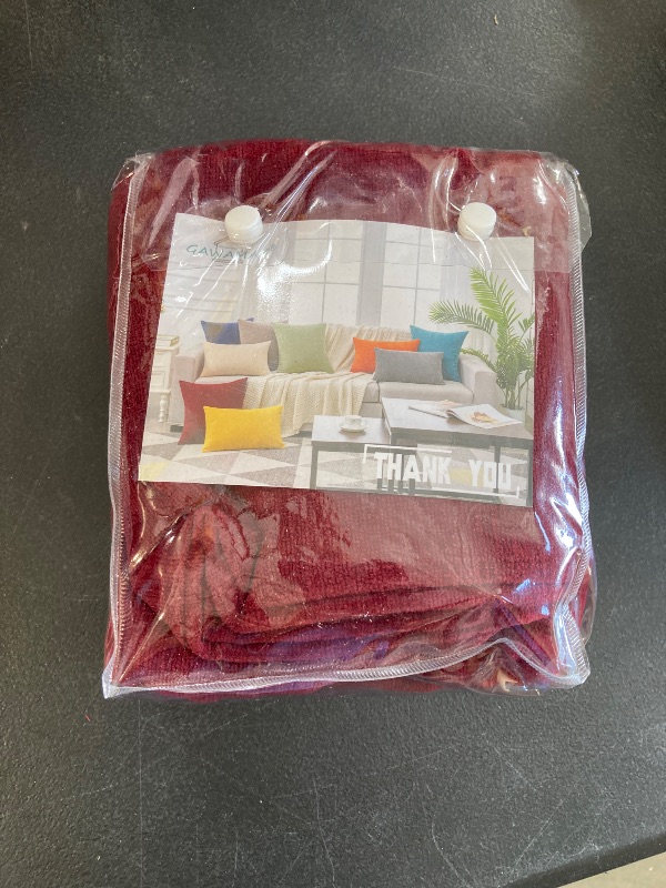 Photo 1 of GAWAMAY Decorative Square Throw Pillow Covers 22"x22" Inch Set of 2, Super Soft Chenille Pillows Farmhouse Fall Pillowcase for Living Room Bedroom Sofa Couch Cushion Cover Burgundy Red 55x55cm