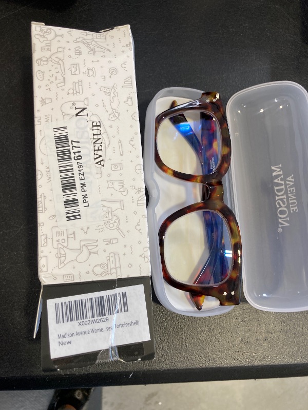 Photo 1 of Madison Avenue Women Blue Light Glasses,Oversize Blue Light Blocker for Women, Anti Eyestrain & UV Protection Computer Eyeglasses Hanna (Tortoiseshell)