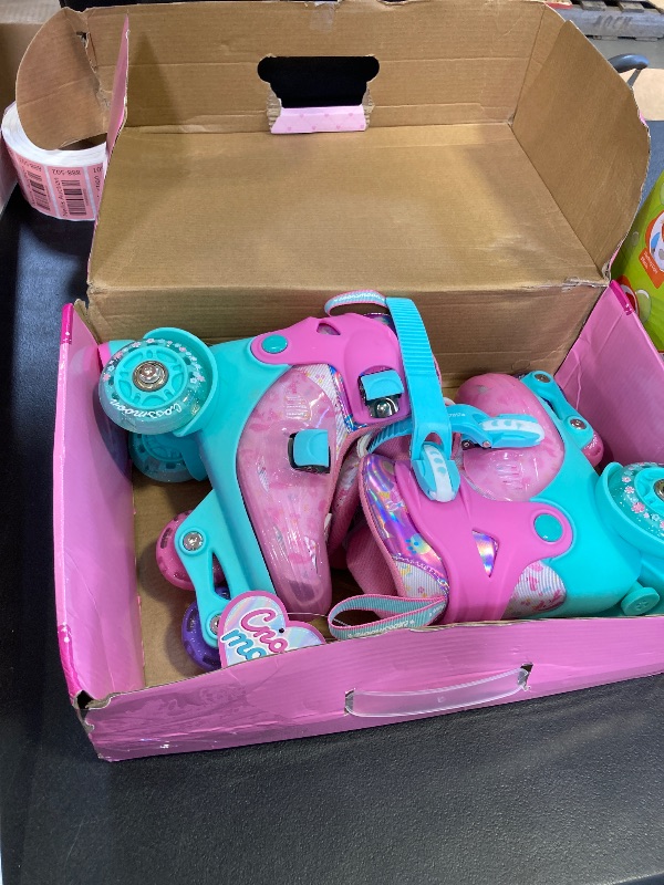 Photo 1 of Unicorn Toddler Roller Skates, 4 Adjustable Sizes, Fun Light-Up Wheels, Safety Three-Point Type, Breathable Upper, Beginner Roller Skates for Kids, Boys & Girls (Mint Whimsy, S-Small(11C-1 US))28-32