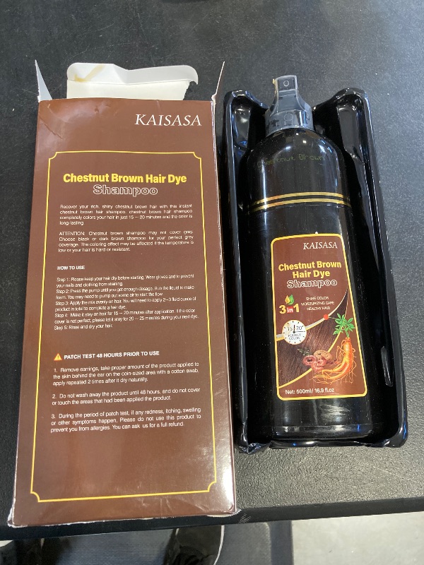 Photo 1 of KAISASA Hair Dye Shampoo 3 in 1, Hair Color Shampoo for Women and Men, Hairs Dye to Gray Hairs, Herbal Ingredient Shampoos for Hair Coverage 500ml (Chestnut Brown)