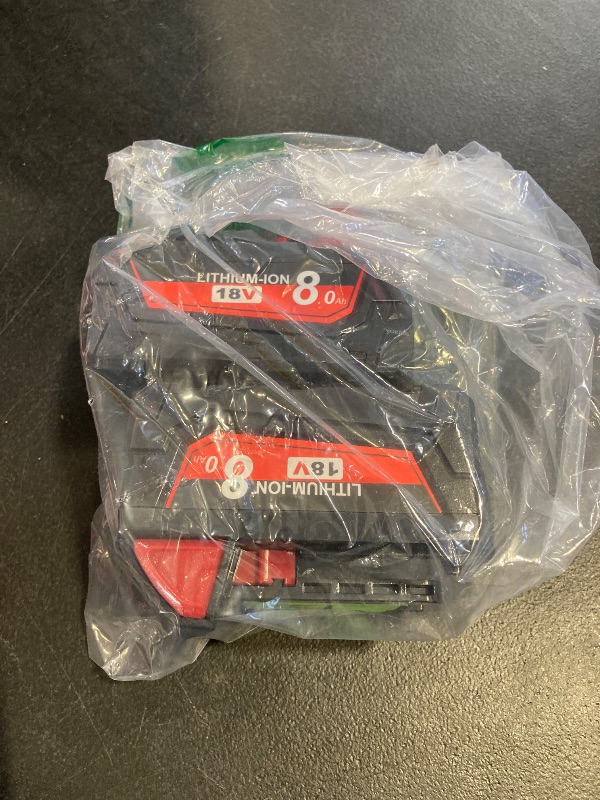 Photo 1 of JUNWOOD 8.0Ah Replacement for Milwaukee M18 Battery 18V Lithium Compatible with 48-11-1815 48-11-1820 48-11-1840 48-11-1850 48-11-1860 Cordless Tools 2Pack (M18)