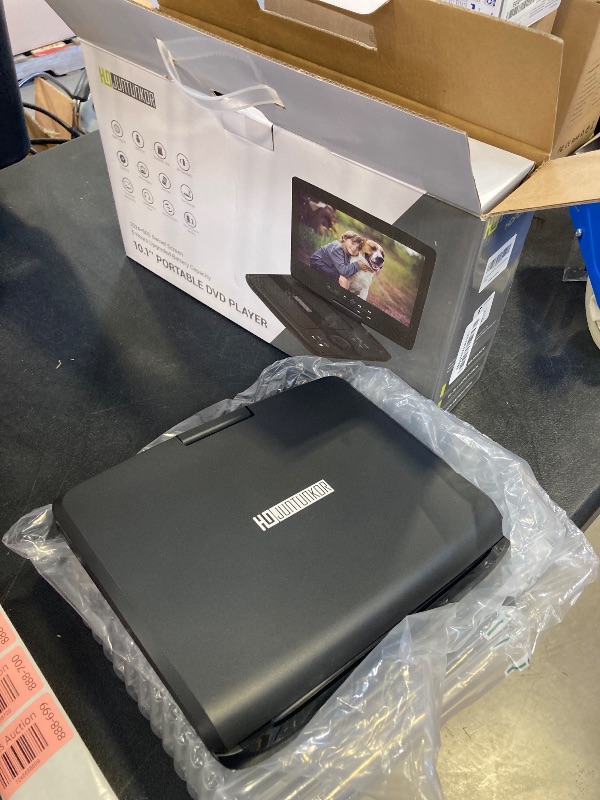 Photo 1 of 12" Portable DVD Player with 5-Hour Rechargeable Battery, 10.1" HD Swivel Display Screen, Support CD/DVD/SD Card/USB, Car Headrest Case, Car Charger, Last Memory Valentines