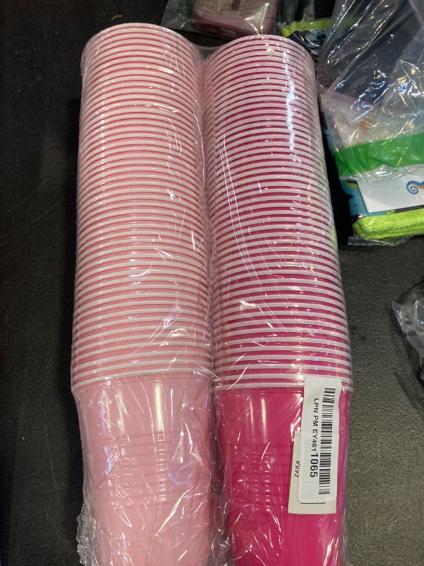 Photo 1 of KesaPlan 100 PCS 12 OZ Plastic Cups, Party Cups Light Pink and Hot Pink Cups Disposable Drinking Cup Bulk For Bachelor Party Christmas Graduation Wedding Birthday Halloween Picnic Festive Celebrations