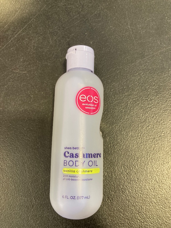 Photo 1 of eos Cashmere Body Oil, Vanilla Cashmere, 24 Hour Moisture, Plant-Based Squalane to Soothe, Soften And Smooth Dry Skin, Body Oil, 6 fl oz