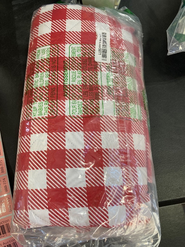 Photo 1 of ZAZE Picnic Blanket Extra Large Waterproof, 80''x80''Checkered Picnic Blankets Beach, Outdoor, Camping on Grass Accessories Couple Ideas Wedding Registry Gifts (Red and White)