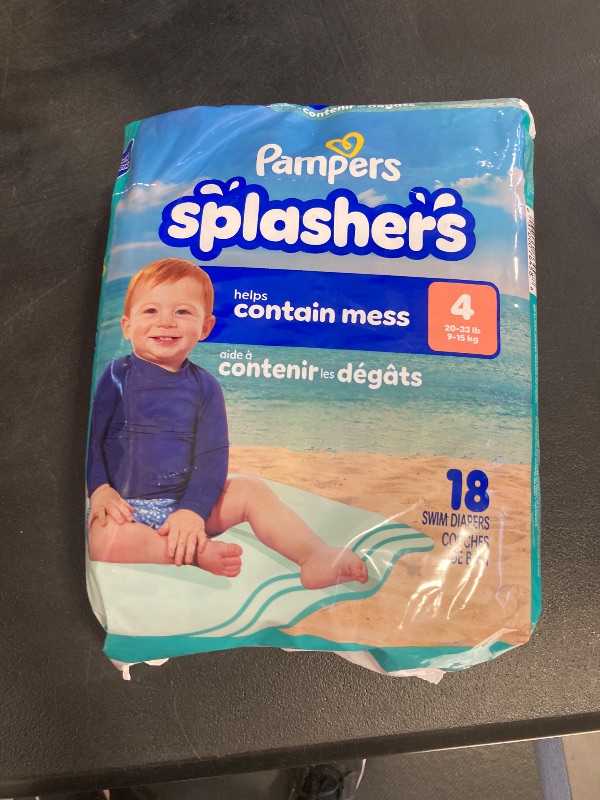 Photo 1 of Pampers Swim Diapers - Splashers - Size 4, 18 Count, Gap-Free Disposable Baby Swimming Pants