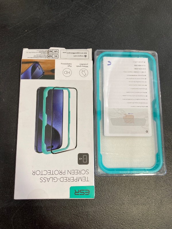 Photo 1 of ESR 3 Pack for iPhone 15 Pro Max Screen Protector, [9H Hardness] [Military Grade Shatterproof] Full Coverage Tempered Glass Film with Easy Installation Tool, HD Clear, Scratch Resistant